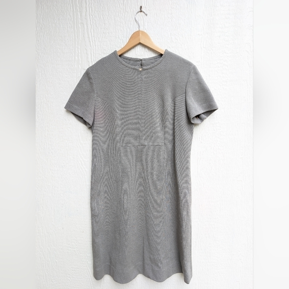 Vintage 1960s The American Way With Wool Gray 100% Wool Mod Style Dress Size 14